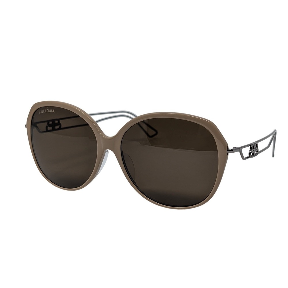 Balenciaga BB0058SK Women's Oversized Sunglasses Taupe‎ BB Logo Butterfly Italy